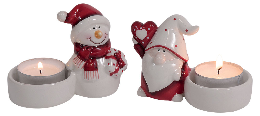 Teelichthalter Schnee- und Weihnachtsmann
