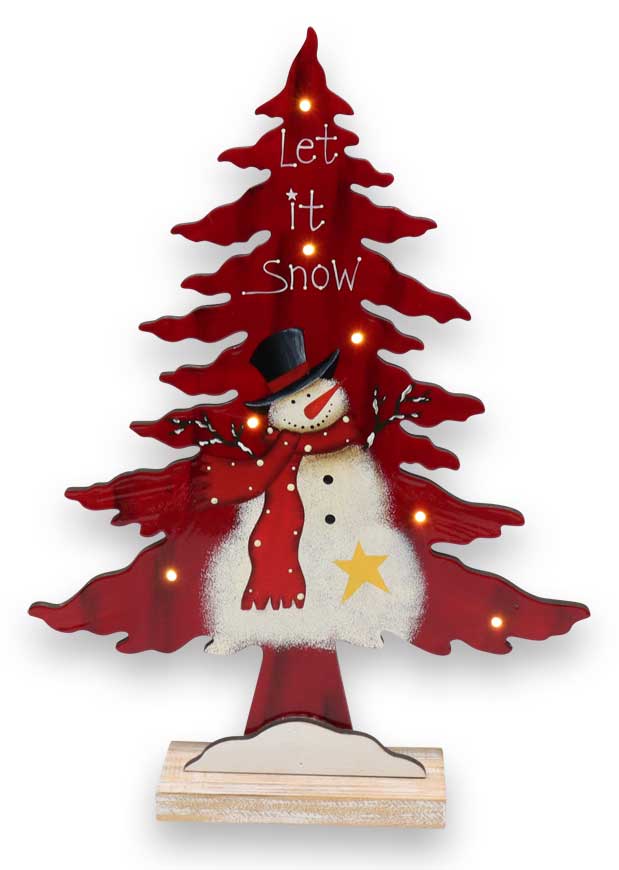 LED fir snowman, wood