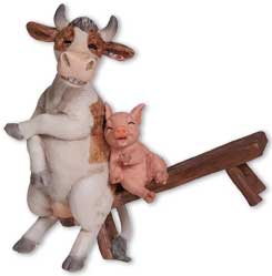 Cow Alma with pig Borsti