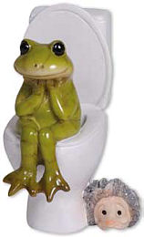 Frosch Paulchen auf der Toilette
