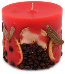 Scented candle cylinder Potpourri Fruits cherry red, strawberry fl.