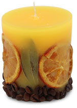 Scented candle cylinder Potpourri Fruits lemon, lemon flavour