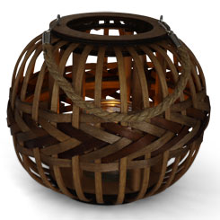Wooden lantern with tealight brown