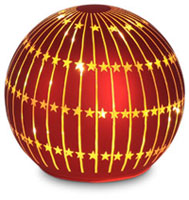 Glass LED light ball red stars