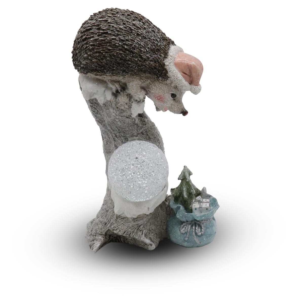Hedgehog on perch with LED ball