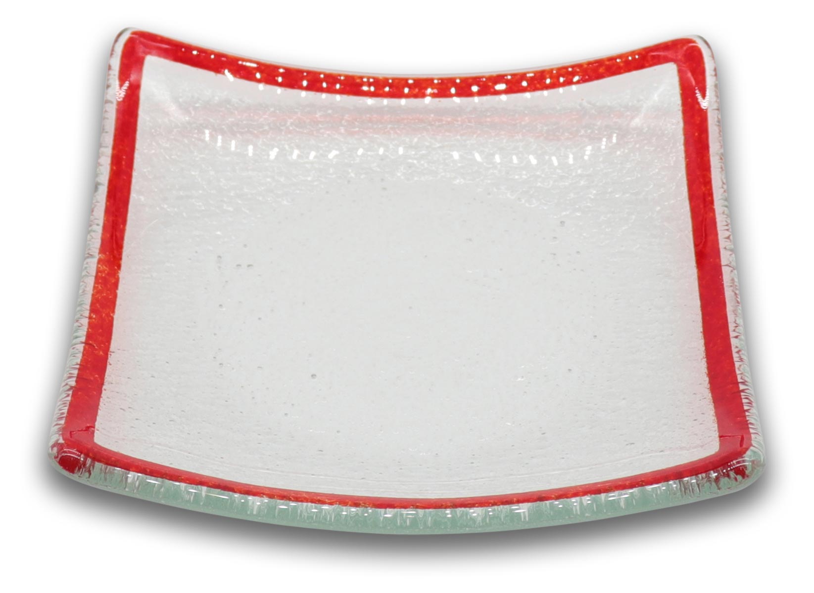 Vaulted glass plate with border bordeaux